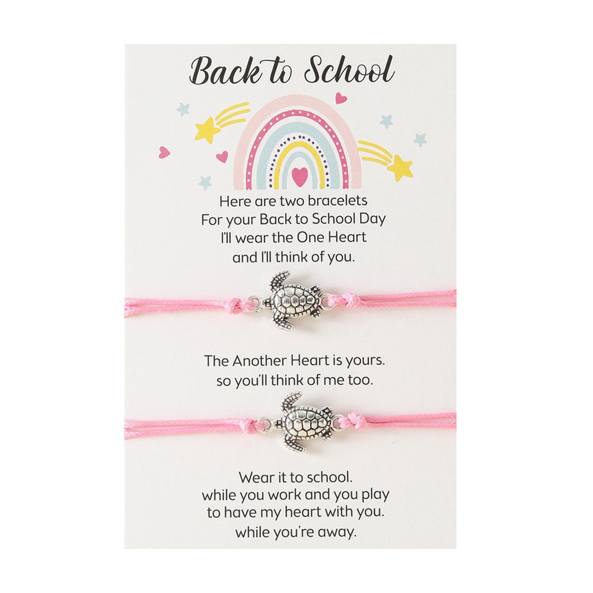 Vriendschapsarmbandjes voor 2 met Schildpad - Roze Bandjes - Back to School Cadeau - Terug naar School - Pax Amare