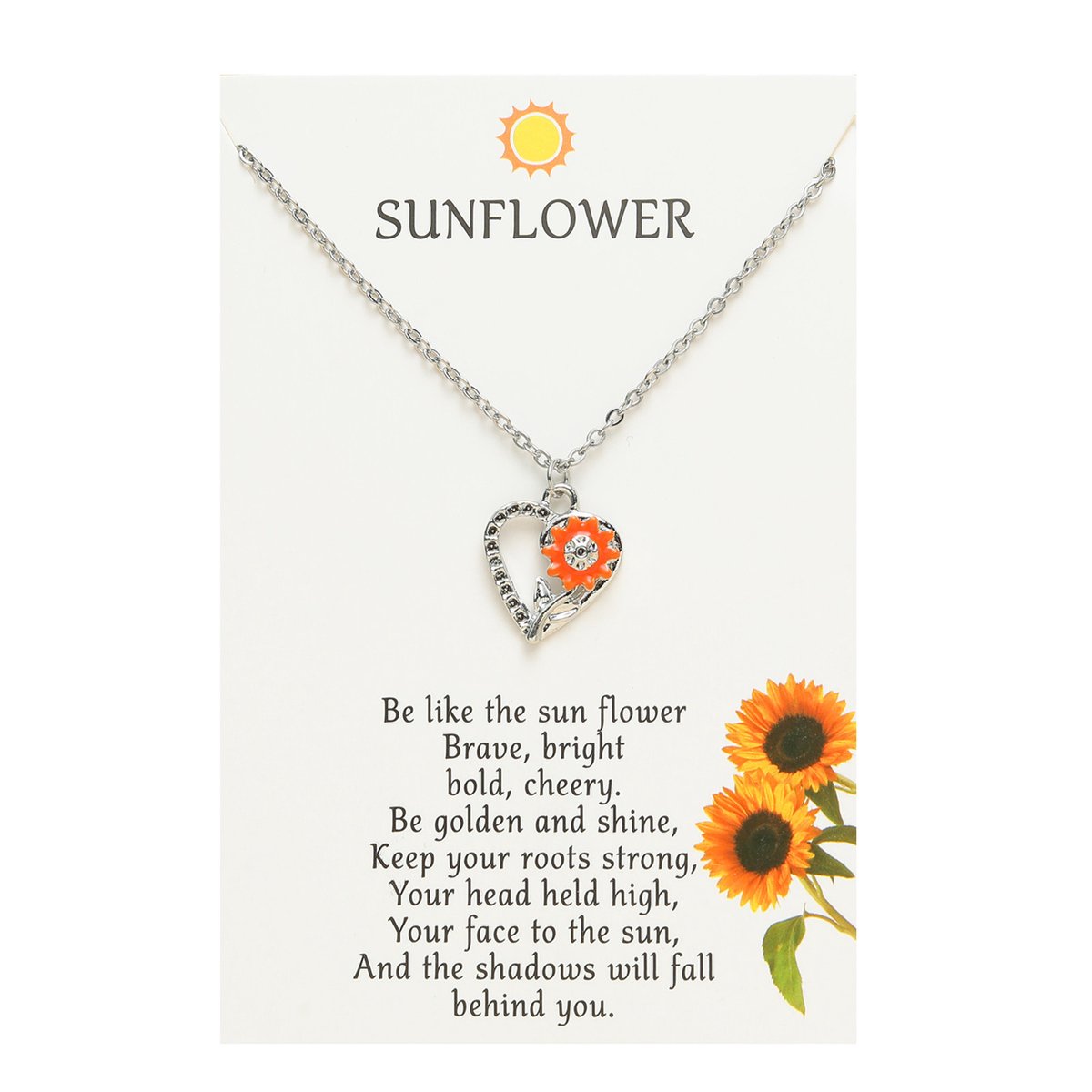 Vriendschapsketting met Hartje & Bloem - Zilverkleurig - BFF Ketting op Cadeau kaartje - Pax Amare