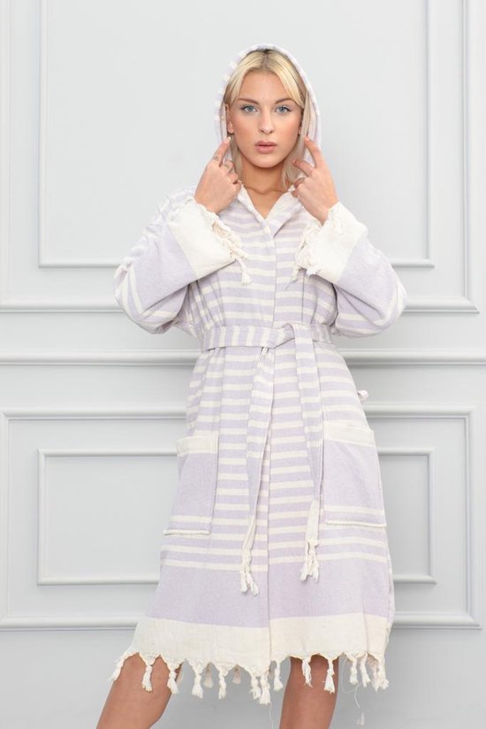Lubna Home Hamam badjas XL 100%Katoen- -Strand Badjas XL-licht PARS