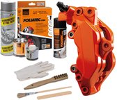 Kit de peinture pour étriers de frein Foliatec - Oranje Flame - 3 composants - Nettoyant pour freins inclus
