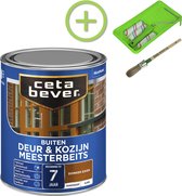 CetaBever Buiten Deur & Kozijn Meester Beits - Glans - Donkereiken - 750 ml Inclusief 6 delige beitsset
