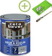 CetaBever Buiten Deur & Kozijn Meester Beits - Zijdeglans - RAL 7001 - 750 ml Inclusief 6 delige beitsset