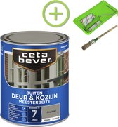 CetaBever Buiten Deur & Kozijn Meester Beits - Zijdeglans - RAL 7030 - 750 ml Inclusief 6 delige beitsset