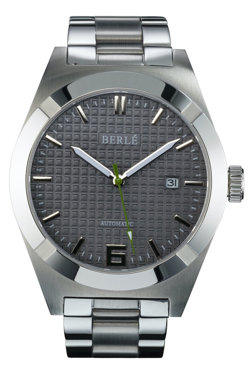 Berlé Watches Original - Herenhorloge - Automatisch uurwerk - Grijze wijzerplaat - RVS schakelband