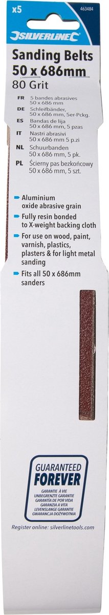 Doen naar voren gebracht etiquette Silverline Schuurbanden 50 x 686 mm, 5 pak 80 korrelmaat | bol.com