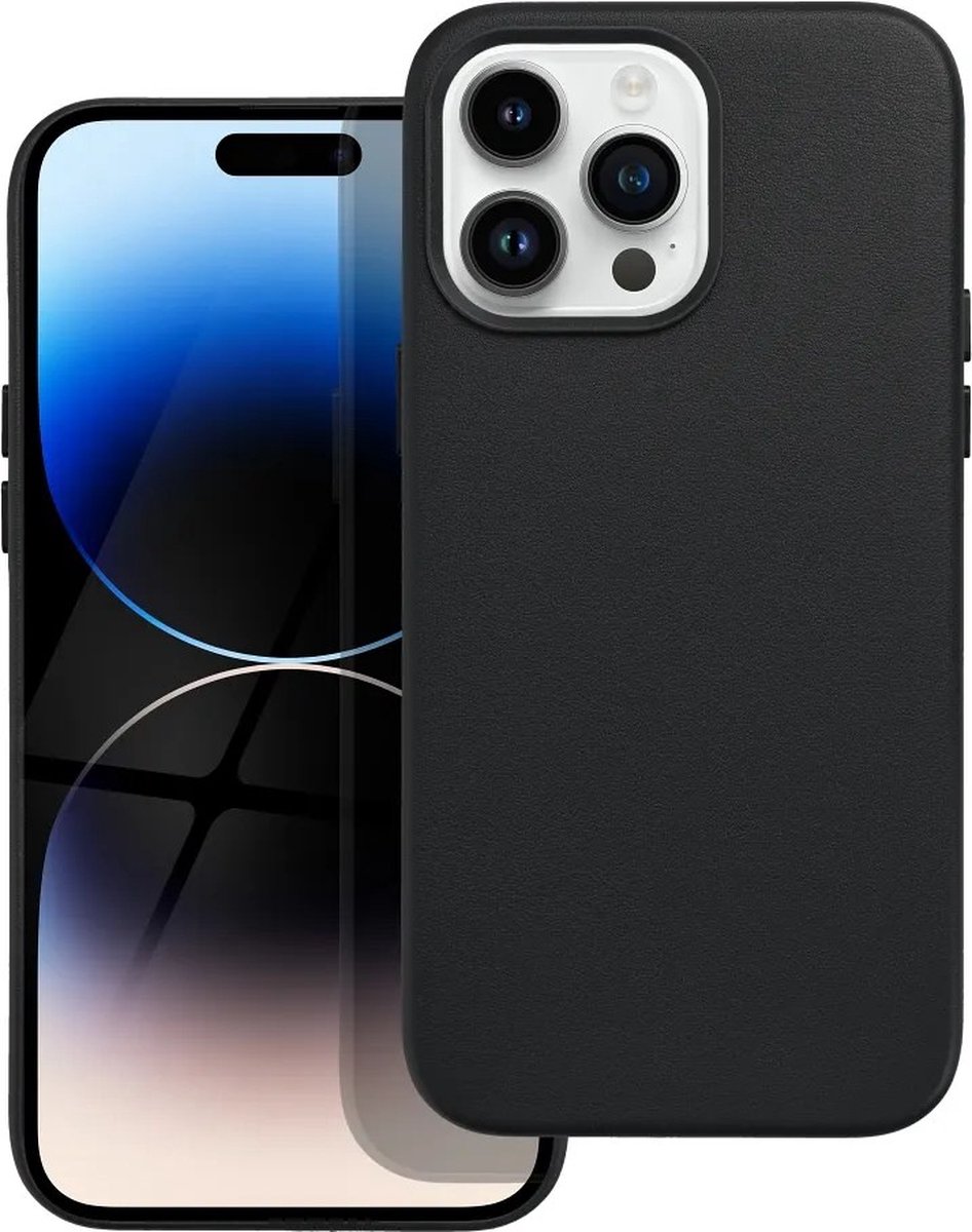 Casify Leren Hoesje geschikt voor MagSafe iPhone 14 Pro Max Hoesje - Zwart