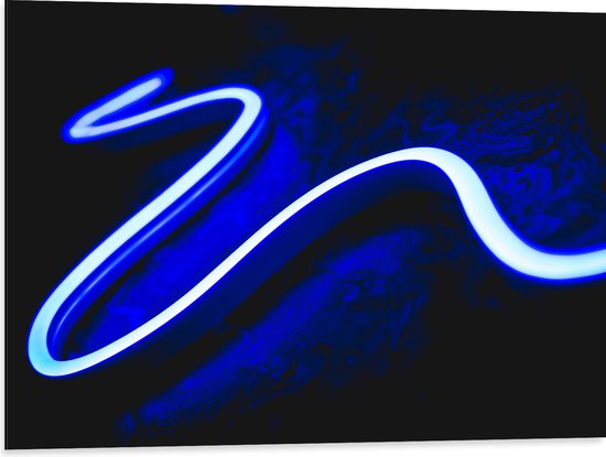 Dibond - Blauwe Golvende Streep (Niet Lichtgevend) - 80x60 cm Foto op Aluminium (Wanddecoratie van metaal)