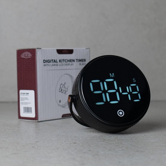 Nimma® Kookwekker - Digitale Keukenwekker - Magnetisch - Incl. Timer en Stopwatch - Draaiknop - Led - Zwart - Nimma