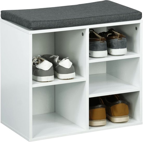 Terry Harmony Box Schoenenkast, wit, rotan afwerking, 51 x 19 x 39 cm