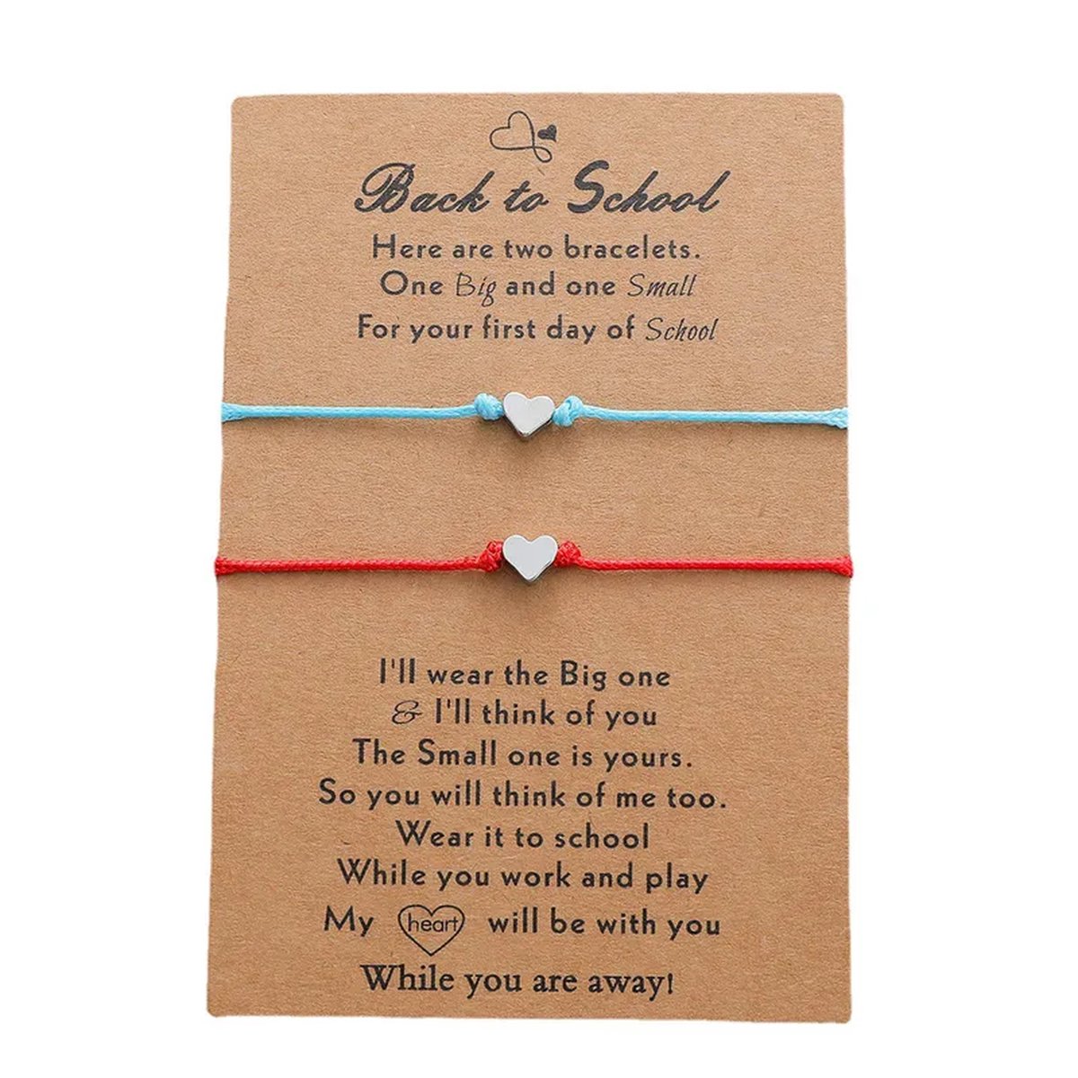 Vriendschapsarmbandjes voor 2 met Kleine Hartjes - Blauwe/Rode Bandjes - Back to School Cadeau - Terug naar School - Pax Amare