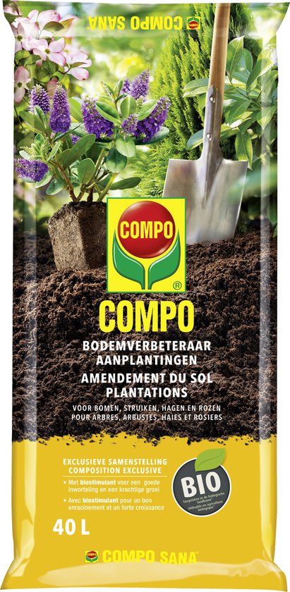 COMPO Bio Bodemverbeteraar Aanplantingen - 100% natuurlijk - met biostimulant - voor...