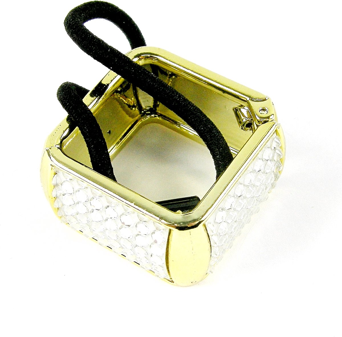 Staartklem zilver strass steentjes vierkant