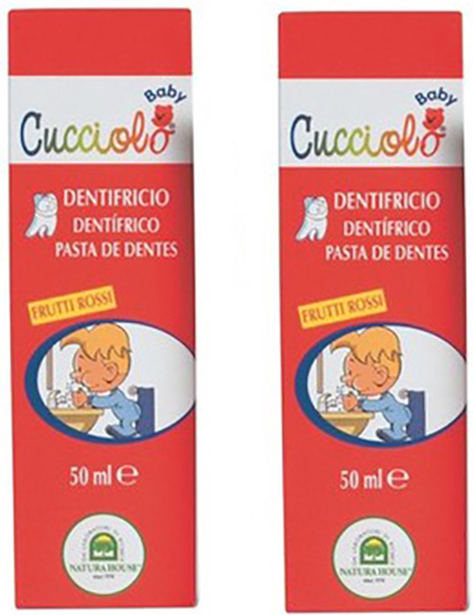 Cucciolo Biologische Baby & Peuter tandpasta - Rood Fruit - 50 ml. - Voordeelset 2 stuks!!