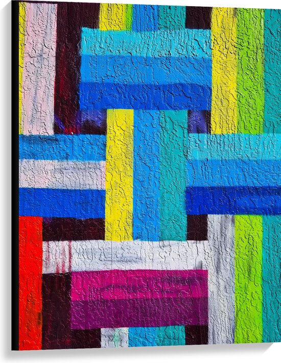 Canvas - Geometrische Vakken in Verschillende Kleuren - 75x100 cm Foto op Canvas Schilderij (Wanddecoratie op Canvas)