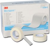 3M Micropore tape 1,25cm breed (DOOS 24 STUKS) huidvriendelijke, hypoallergene 'papieren' hechtpleister