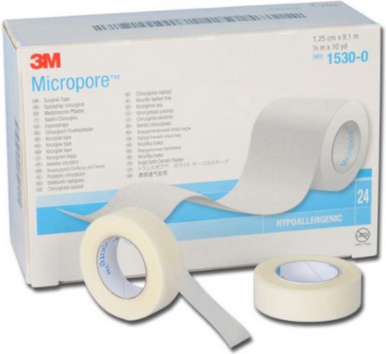Micropore chirurgische tape 3M 1,25 cm x 5 m wit, met een dispenser