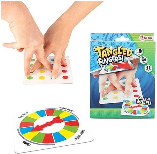 Thumbnail van een extra afbeelding van het spel Twister met vingers - Hand Twister - Tangled Fingers - Spel voor kinderen en volwassenen - Spelletje op reisformaat - Grappig spel voor 2 personen