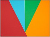 Poster (Mat) - Geometrische Vakken in Rood, Blauw, Groen en Geel - 80x60 cm Foto op Posterpapier met een Matte look