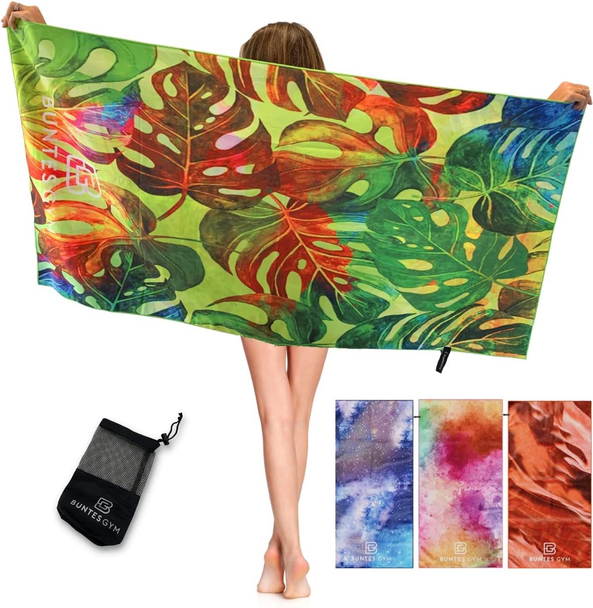 Microvezelhanddoek 100 x 50 cm verschillende kleuren en maten compact, licht en sneldrogend incl. opbergtas reishanddoek voor sport, sauna, camping en yoga
