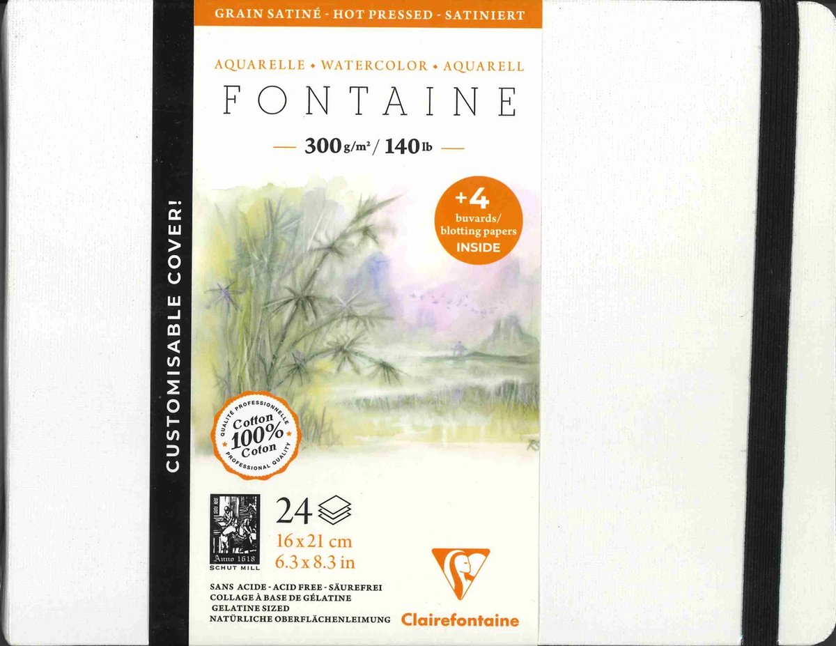Fontaine aquarel notebook 21 x 16 cm 300g hot pressed