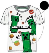 Minecraft t-shirt - wit - Maat 140/10 jaar