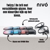 Nivó Clip On Zonnebril - Twizzy - Zwart Montuur - Gekleurde Glazen - Hippe Zonnebril - UV400 Filter - Gepolariseerd - Gratis Luxe Brillenhoes