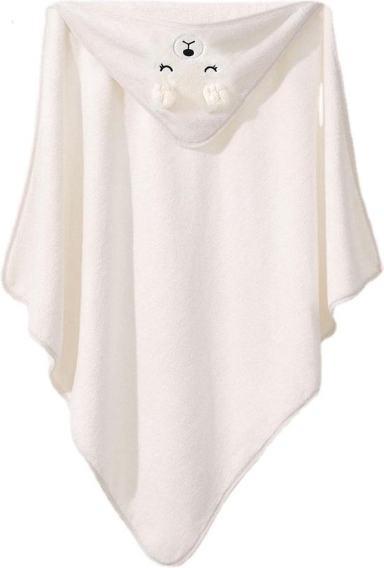 Fleece Badcape met Capuchon - 80x80 cm - Wit - Dier - Baby - Kraamcadeau - Babycape van Sunnybaby — afbeelding 2