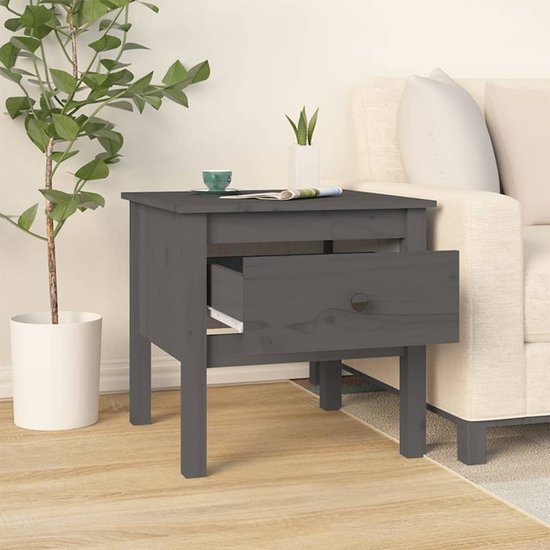 vidaXL - Bijzettafels - 2 - st - 50x50x49 - cm - massief - grenenhout - grijs