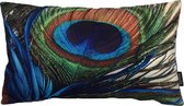 Sierkussen Peacock Feather / Pauw Long 1 | 30 x 50 cm | Katoen/Linnen