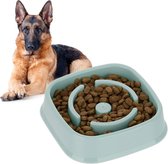 Relaxdays anti-schrokbak - eetbak voor honden - nat-en droogvoer - 800 ml - slowbowl - blauw