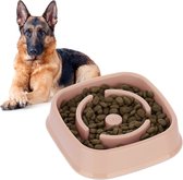 Relaxdays anti-schrokbak - eetbak voor honden - nat-en droogvoer - 800 ml - slowbowl - roze