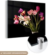 MuchoWow® Glasschilderij 120x90 cm - Schilderij acrylglas - Tulpen - Stilleven - Bloemen - Foto op glas - Schilderijen
