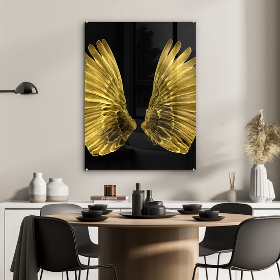 Peinture sur Verre - Ailes Dorées sur Fond Noir - 60x80 cm - Peintures sur Verre Peintures - Photo sur Glas
