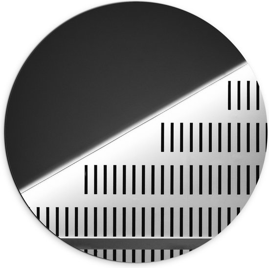 Dibond Muurcirkel - Grijze Panelen met Kleine Gleufjes - 70x70 cm Foto op Aluminium Muurcirkel (met ophangsysteem)