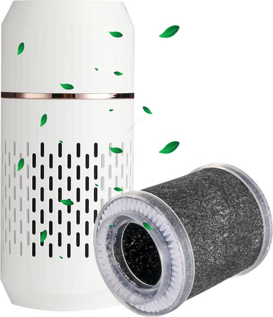 Purificateur d' Air L'air Pur | Purificateur d'air avec filtre HEPA H13 et ioniseur - Mini purificateur d'air avec filtre UV-C et charbon actif - Purificateur d' Air avec mode veille | Rechargeable | Éclairage LED | Blanc