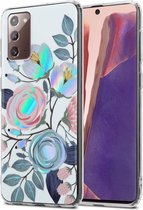 Cadorabo Hoesje geschikt voor Samsung Galaxy NOTE 20 in PIOENEN - Beschermhoes gemaakt van TPU siliconen Case Cover met bloemenmotief