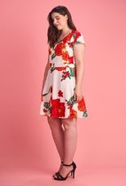 Exclusieve PRACHTIGE jurk met bloemenmotief - wit - maat L (WAIST 100CM)