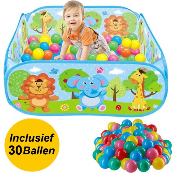 Ballenbak Incl 30 Stuks Ballenbak ballen - Vrolijke Dieren print - Baby - Peuter - Ballenbak met 30 ballen voor ballenbak