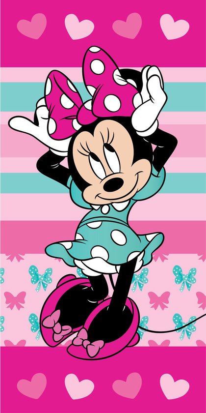 Disney Minnie Mouse Strandlaken Hearts - 70 x 140 cm - Katoen