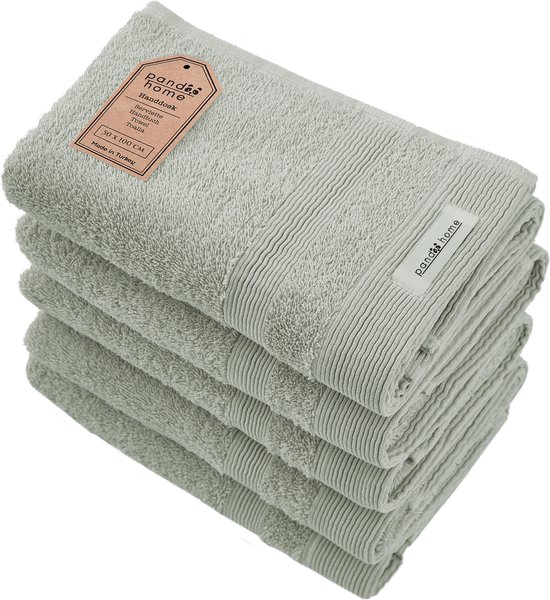 PandaHome - Handdoeken - 5 delig - 5 Handdoeken 50x100 cm - 100% Katoen - Groene Handdoek - Handdoeken katoen- Pale Olive