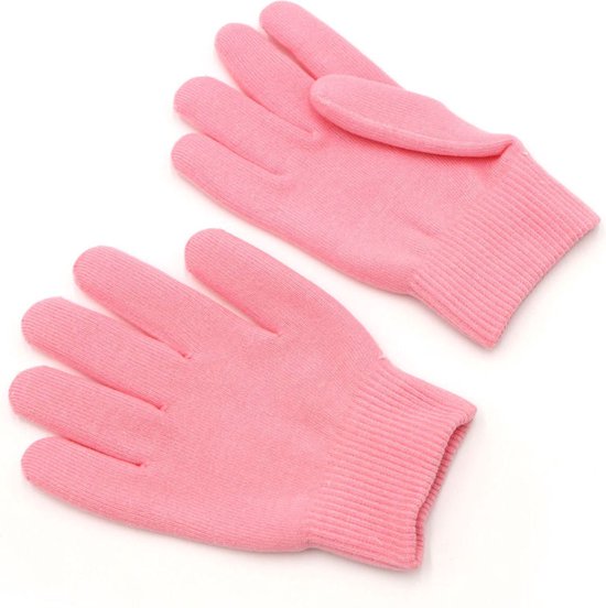 Twee roze spa gel handschoenen.