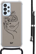 Casevibes - Telefoonhoesje met koord - Geschikt voor Samsung A53 - Oneline Face Flower - Bruin - Geometrisch patroon