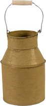Mega Collections Cache-pot/pot de fleur baratte à lait - zinc - vieil or - D15 x H24 cm
