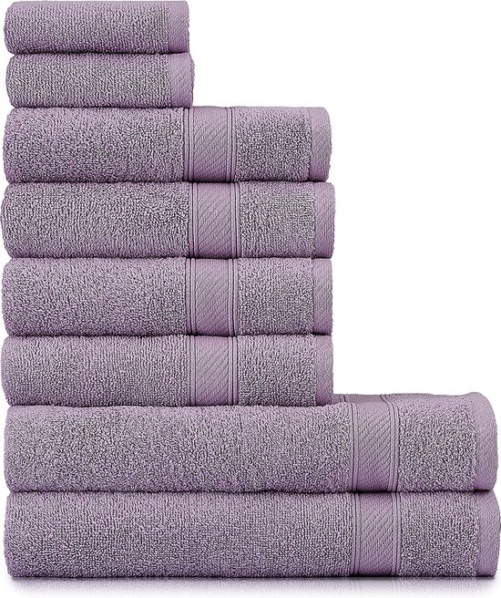 Handdoekenset pairs - violet - lavendel / 2 badhanddoeken + 4 handdoeken + 2 gastendoekjes - handdoekenset 100% catoen absorberend super zacht badstof Turkse luxe - 8 stuks