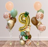 Versiering verjaardag 9 jaar – jungle versiering - 30 stuks - Versiering jongen - Versiering meisje - Safari Decoratie Kinderfeestje - Safari - Leeftijdballon 9 jaar - Versiering compleet pakket - Versiering 9 jaar - Birthday animals