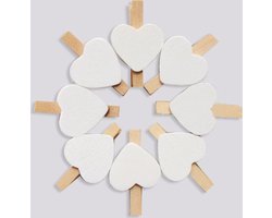 Kleine houten mini knijpers - 10 STUKS - Knijpertjes - Fotoknijpers - Geboorte wasknijpers - 3 CM - Kaartknijpers - Foto knijpers - Knijper om foto's aan op te hangen - Fotohouder - Knijpers - Wasknijpers - Hartjes - Liefde - Polaroid - Valentijn