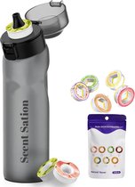 Scent Sation Geur Water Bottle Air Starter Kit - Noir foncé - Comprenant 5 dosettes - Bouteille à boire - Hydratant - Eau parfumée - Végétalien - Sans BPA - Air up