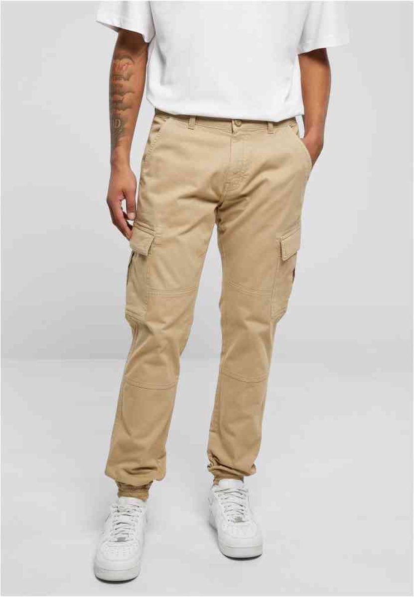 Urban Classics Washed Cargo Twill Heren joggingbroek Taille 32 inch Beige