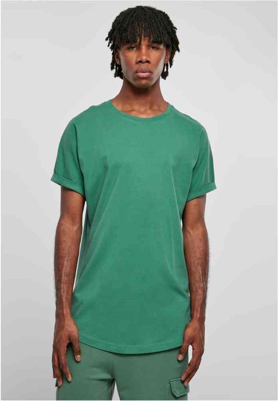 Urban Classics - Long Shaped Turnup Heren T-shirt - 5XL - Groen