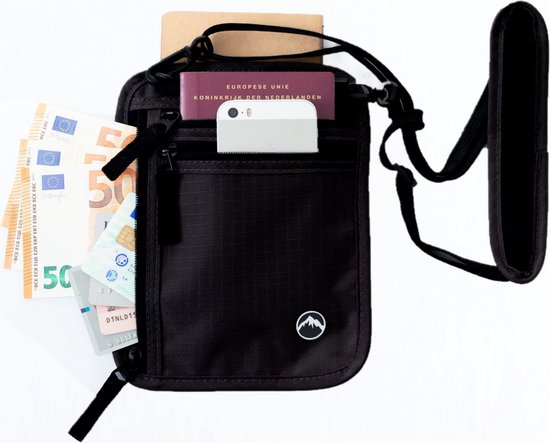 Groene Berg Nektasje - Paspoorttasje - Paspoorthouder met RFID blokkering - Reisportemonnee - Zwart